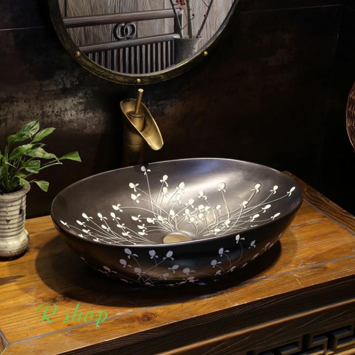 A023832高級洗面台 洗面ボウルセット 洗面ボール 陶器 手水鉢 ．手洗器 手洗い鉢 洗面器 蛇口 排水金具付き｜リタハウス　店