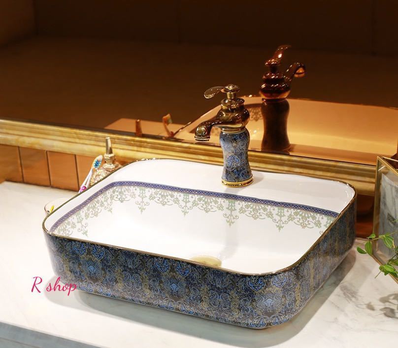 A046355高級置き型洗面ボウルセット ．手洗い器 デザイン 陶磁器 手洗い鉢 洗面台 蛇口 排水ホース付き｜リタハウス　店