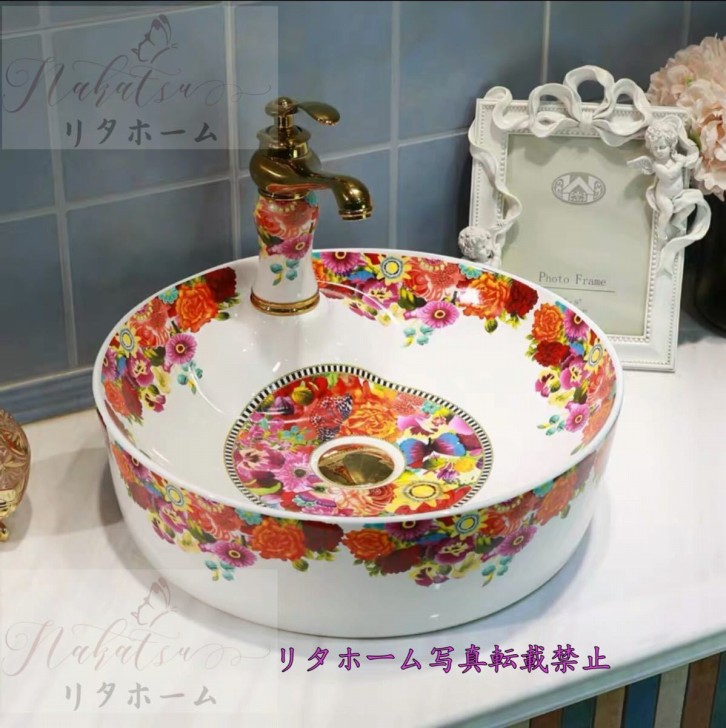 A010040人気洗面台 洗面ボウルセット 洗面ボール 陶器 手水鉢 ．手洗器 手洗い鉢 洗面器 蛇口 排水金具付き｜リタハウス　店