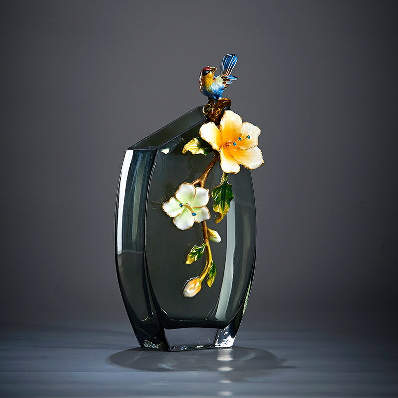 A052150VA1-2花瓶 かびん 花器 花入れフラワーベース インテリア 雑貨 花柄 琺瑯｜リタハウス　店