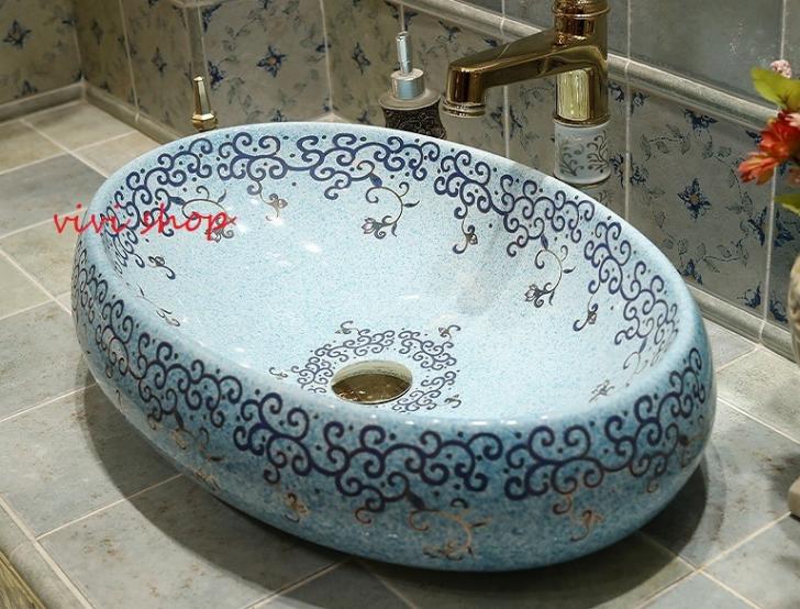 A0114160121F197豪華洗面ボウルセット陶器洗面台 トイレ 手水鉢 手洗器 手洗い鉢 洗面器　蛇口 排水金具付き｜リタハウス　店