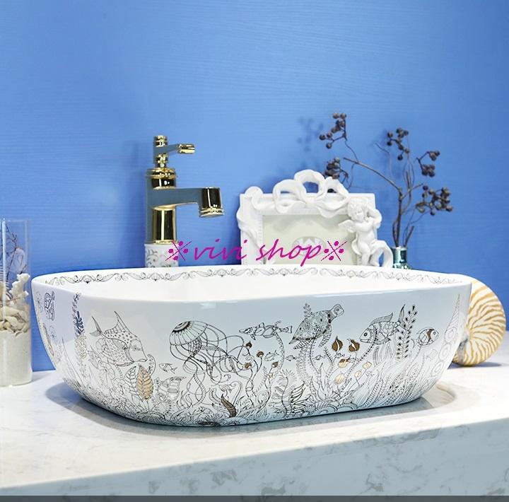 手水鉢 手洗器 0121f154豪華洗面ボウルセット陶器洗面台蛇口 排水金具付き