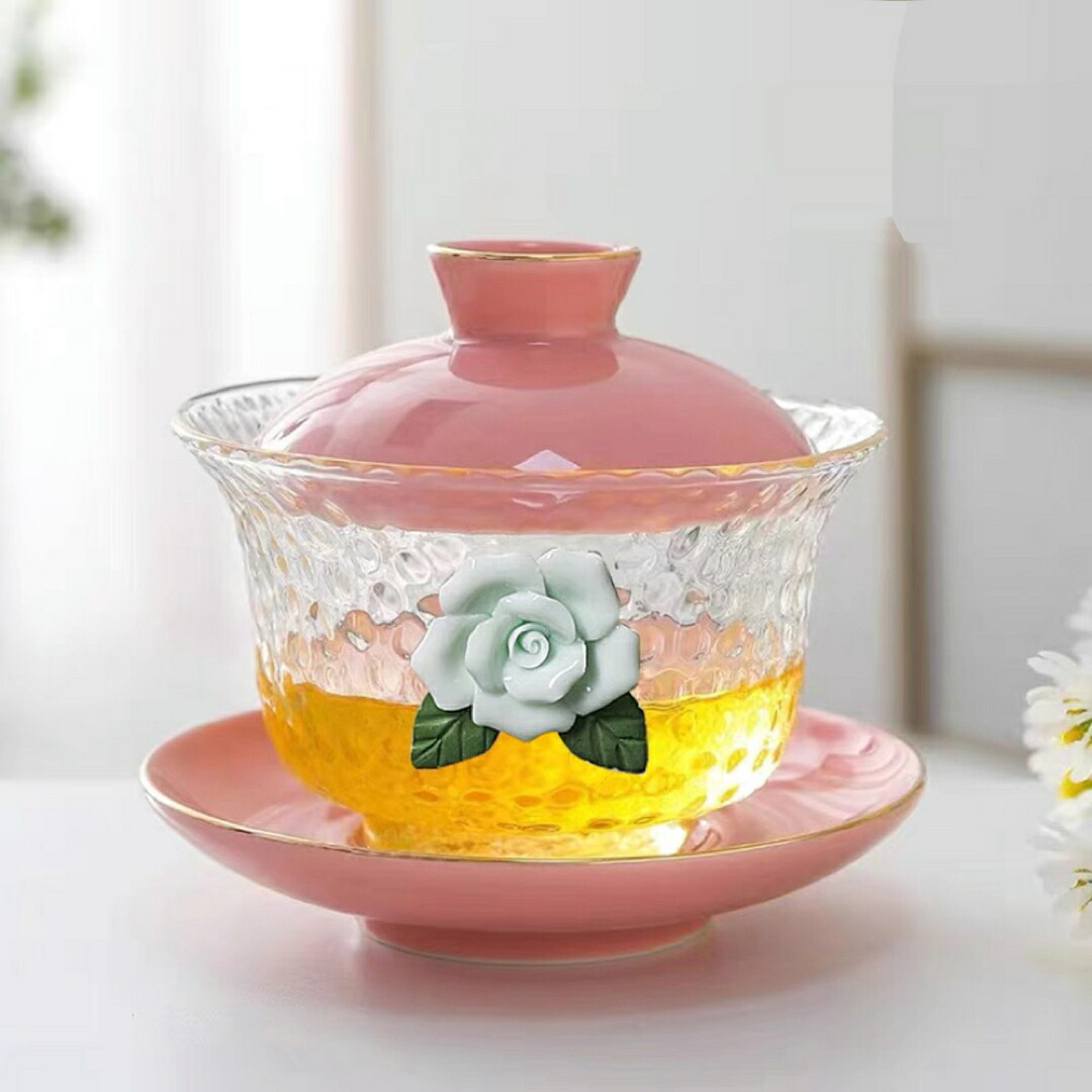 A037363蓋碗 茶杯仕かける 耐熱瑠璃製の中国茶器 1客 キッチン用品・食器・調理器具-茶道具・湯呑・急須