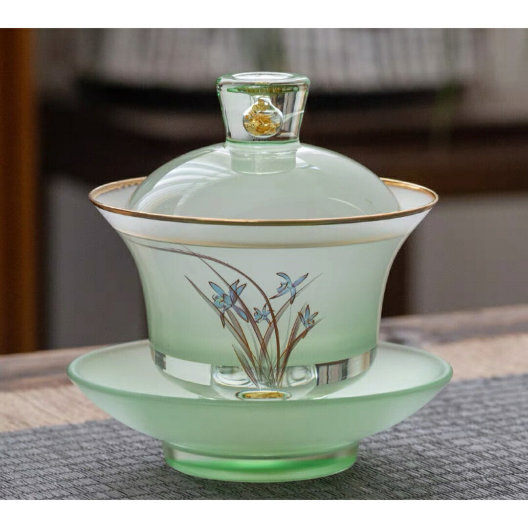 楽天市場】A037405高級 蓋碗 茶杯セット 金箔入れ 花柄おしゃれ