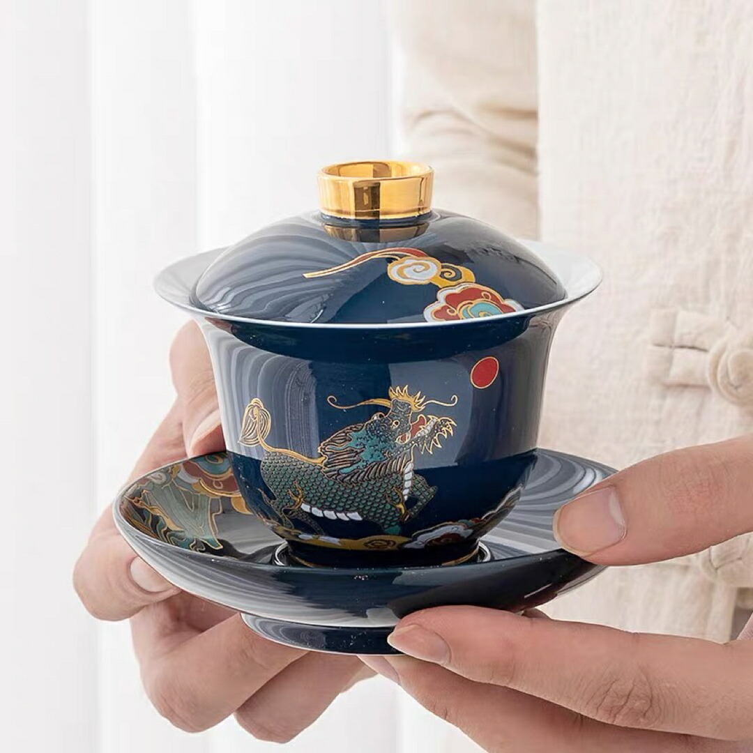 A037396御膳上等 蓋碗 茶杯仕かける 格好のいい 耐熱磁陶器製の中国茶器 1客 茶道具・湯呑・急須-キッチン用品・食器・調理器具-中国茶器