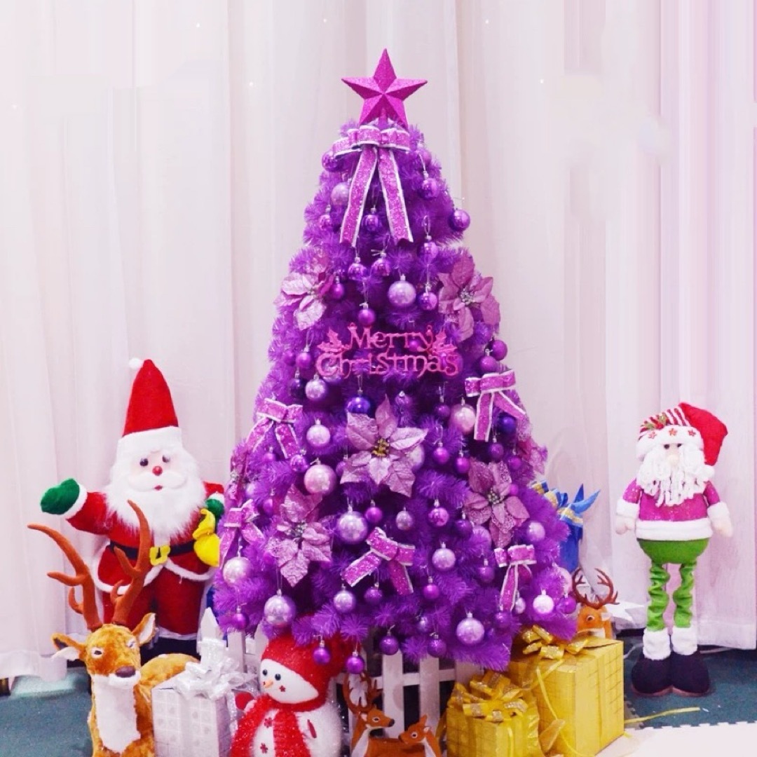 A066365紫色クリスマスツリー1.5メートル豪華セット オーナメント付き イルミネーション｜リタハウス　店
