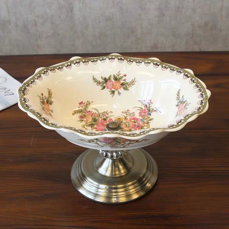 A062708高級果物皿 盛り皿 お菓子皿、フルーツプレート、花柄豪華 果物カゴ お菓子鉢|リタハウス 店