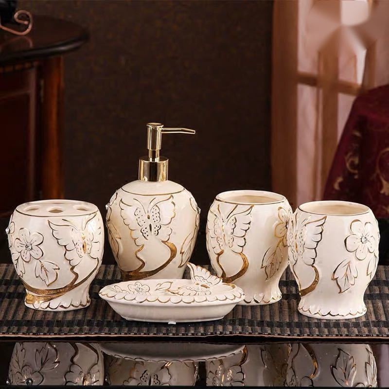 内祝い 楽天市場 バスルームセット 5点セット ソープディスペンサー 歯ブラシスタンド 石鹸置き コップ 洗面所 収納 リタホーム 楽天市場店 お歳暮 Advance Com Ec