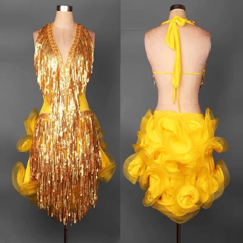 ラテンダンス社交ダンス衣装 ルンバ サンバ アメスリフリンジワンピース ジャズダンス 練習競技着 発表会用演出服 S 2xl 生活をカラフル オシャレに Clickcease Com