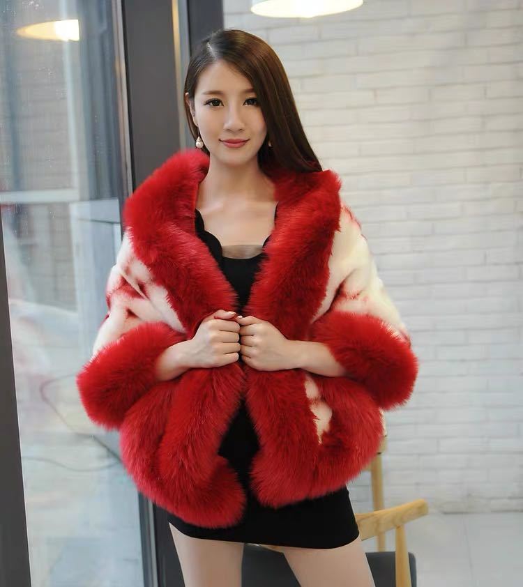 楽天市場】A008377豪華肩掛け 大判ショール ファーストール ．毛皮風