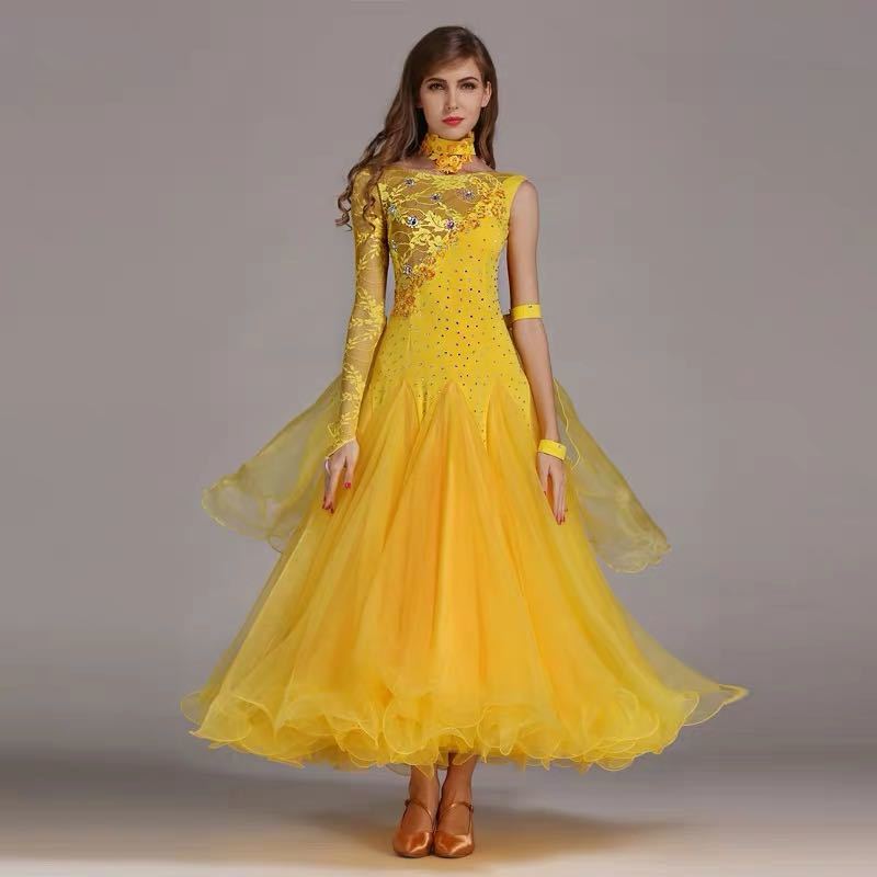 社交ダンス衣装 ワンピース モダンダンス ワルツ専用ドレス レッスン着 ルンバ サンバ 練習競技着デモ用 スタンダード発表会用演出服 Sermus Es