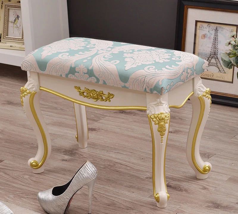A013919高級軟座テーブル椅子 イス家具 アメリカ式スツール ヨーロッパ式スツール 猫脚 雕刻 .インテリア調 腰掛け 幅60cm|リタハウス 店