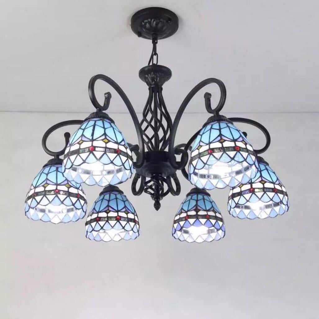 A013397ステンドグラス．ペンダントライト豪華天井照明ステンドグラスランプ ガラス工芸品 電源直結タイプ｜リタハウス　店