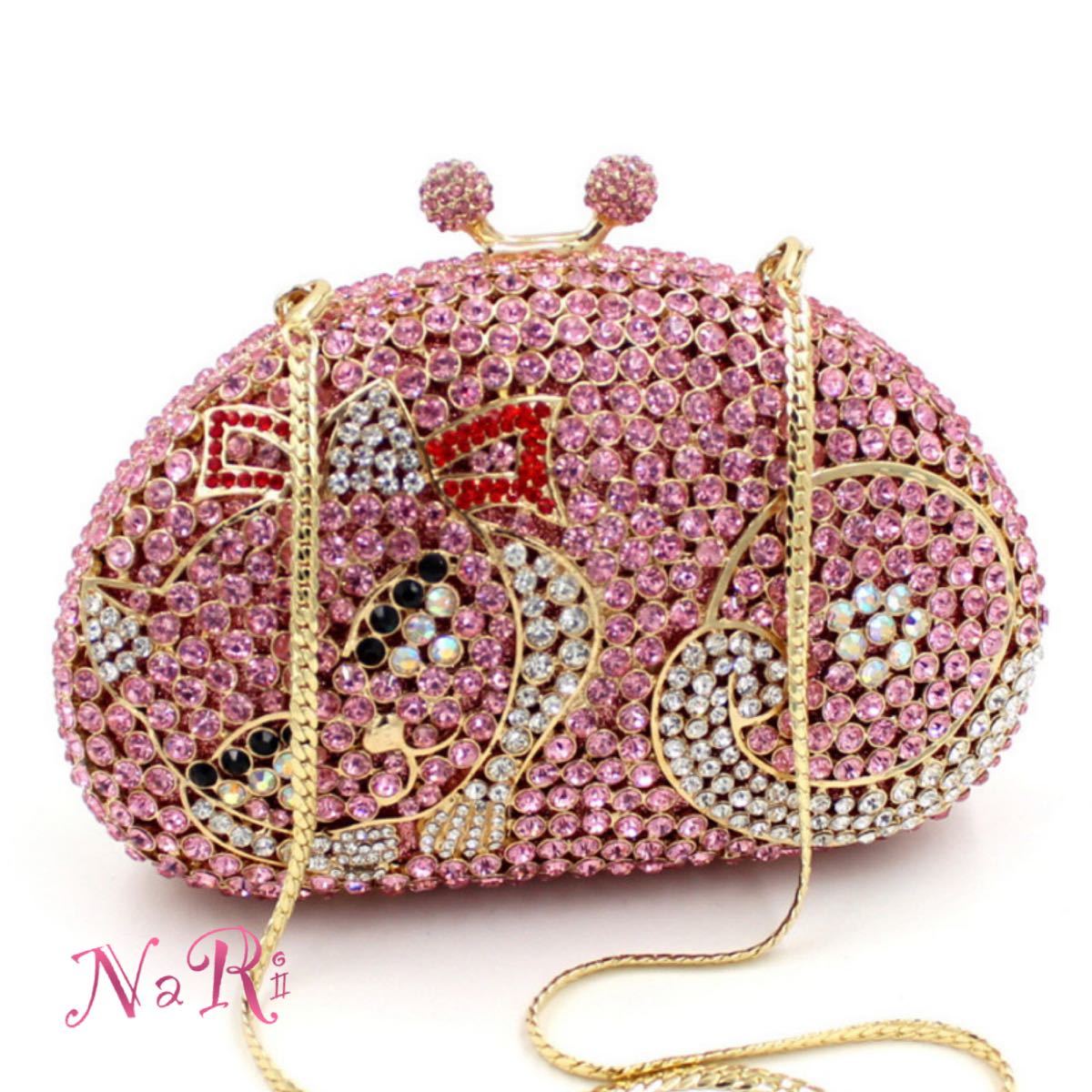 A046037晴れ晴れしい寄りあい御徒面子 キラキラ 石ころBAG クラッチペダル御徒面子 レディース ラインストーンクラッチバッグ 7色より分ける能力のある 猫