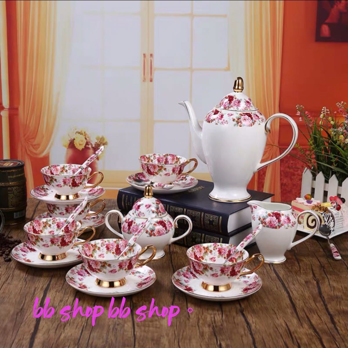 ガラス製ティー・コーヒーカップセット カップ6客セット 花柄 姫系雑貨 ガラス製ティー・コーヒーカップセット カップ6客セット 花柄 姫