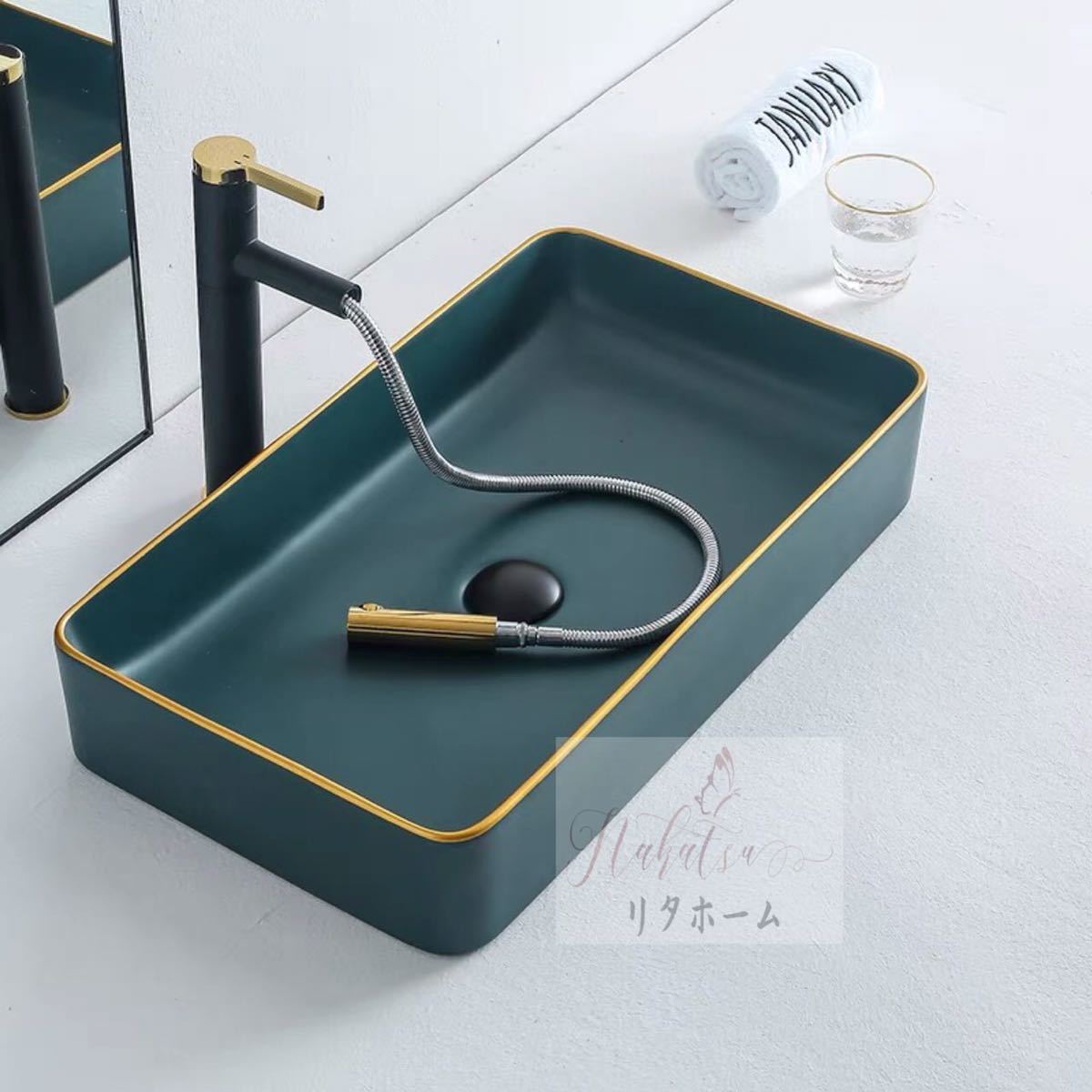 A013235BB0A 高級洗面台 洗面ボウルセット 洗面ボール 陶器 手水鉢 蛇口 排水金具付き｜リタハウス　店