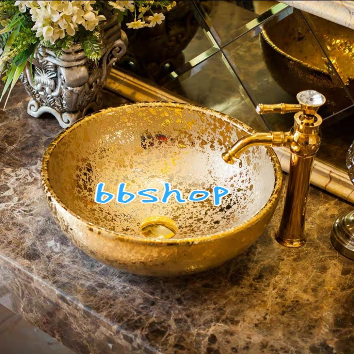 洗面ボウルセット　洗面ボール 陶器 手水鉢 手洗器 洗面器　排水金具 蛇口付き 洗面ボウル 水栓セット 蛇口 おしゃれ 4点セット 造作洗面台 洗面所