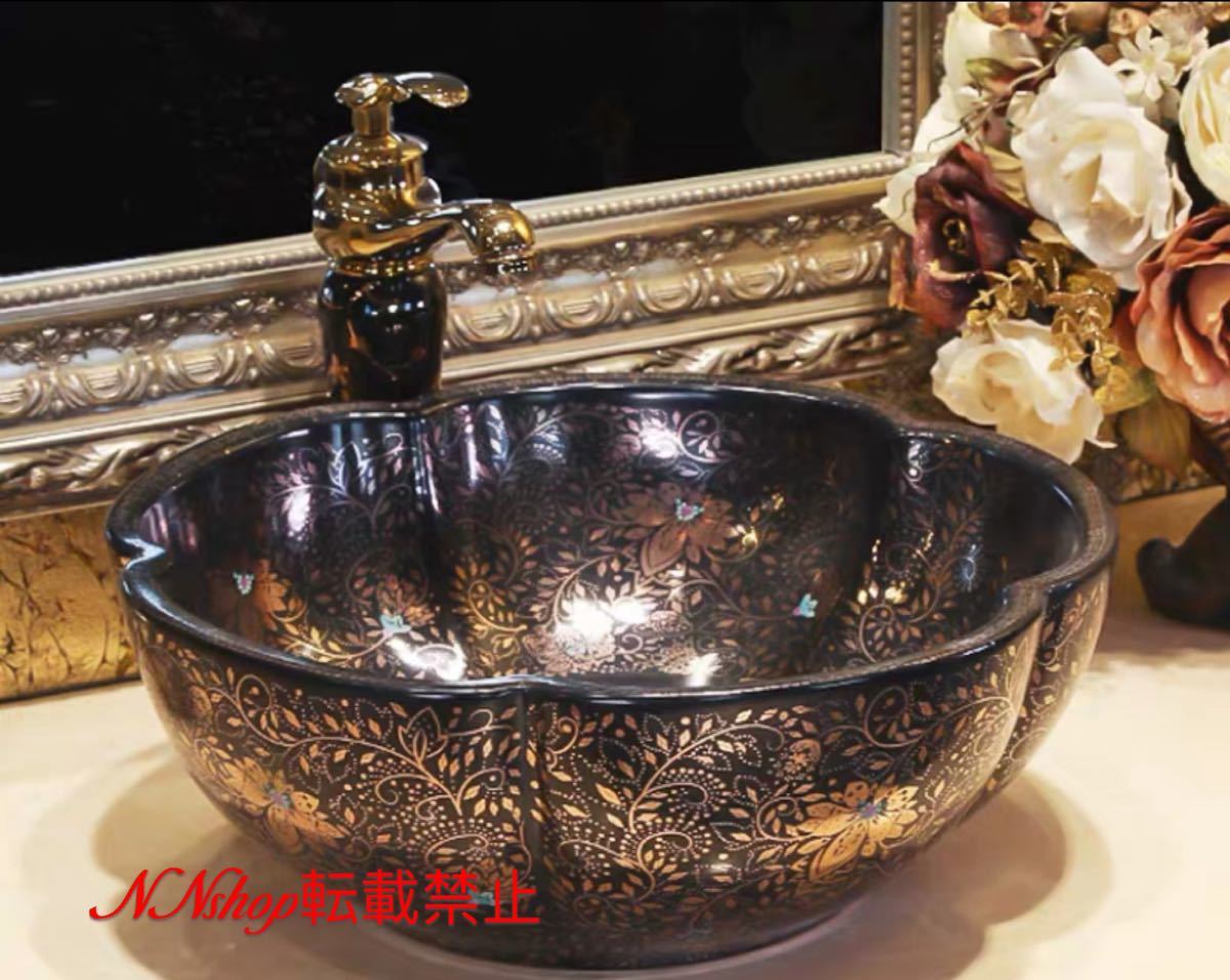 A022377洗面ボウルセット 洗面ボール ．陶器 手水鉢 手洗器 手洗い鉢 洗面器 蛇口 排水金具付き｜リタハウス　店