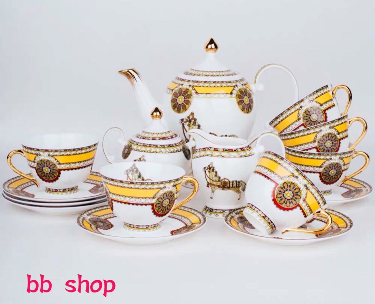 A010152ティー・コーヒーカップセット カップ＆ソーサー6客セット 花柄 豪華カップ 上品 陶磁器ティーセット｜リタハウス　店