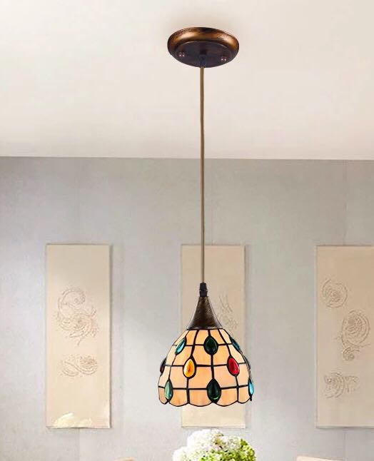 A047779ステンドグラス.ペンダントライト.天井照明ステンドグラスランプ ガラス工芸品. 電源直結タイプ|リタハウス 店