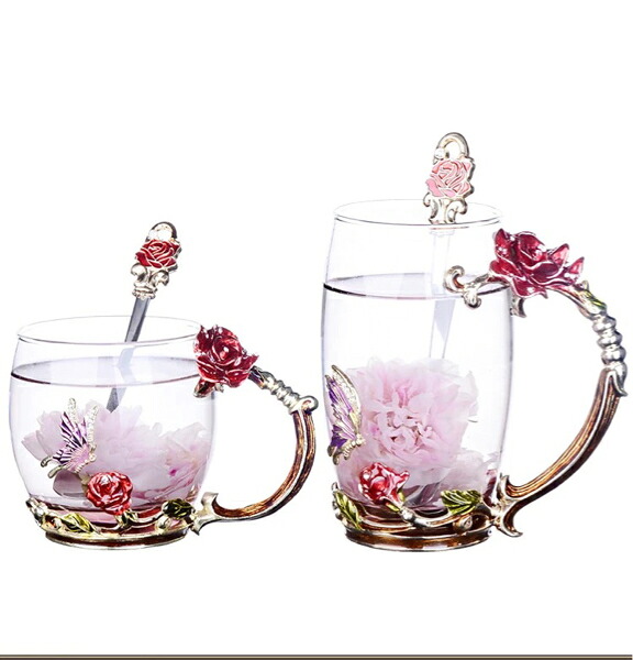 A012442赤薔薇 瑠璃製 お茶優勝杯 4点仕掛ける食器 珈琲優勝杯
