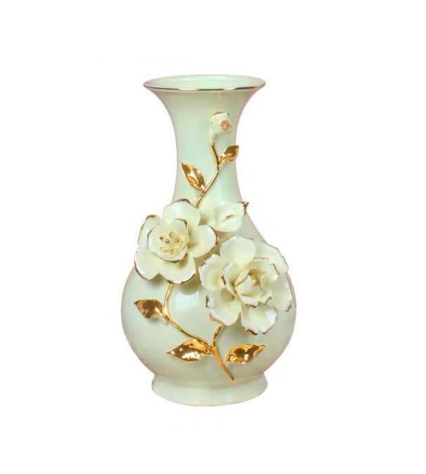 A055045花瓶 かびん 花器 花入れフラワーベース .インテリア 雑貨 花柄 陶器|リタハウス 店