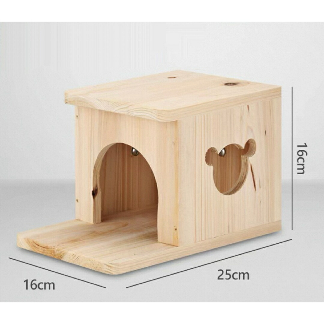 小動物用 木製ハウス バルコニー付き天然杉木 ペットハウス ハムスター チンチラ|リタハウス 店