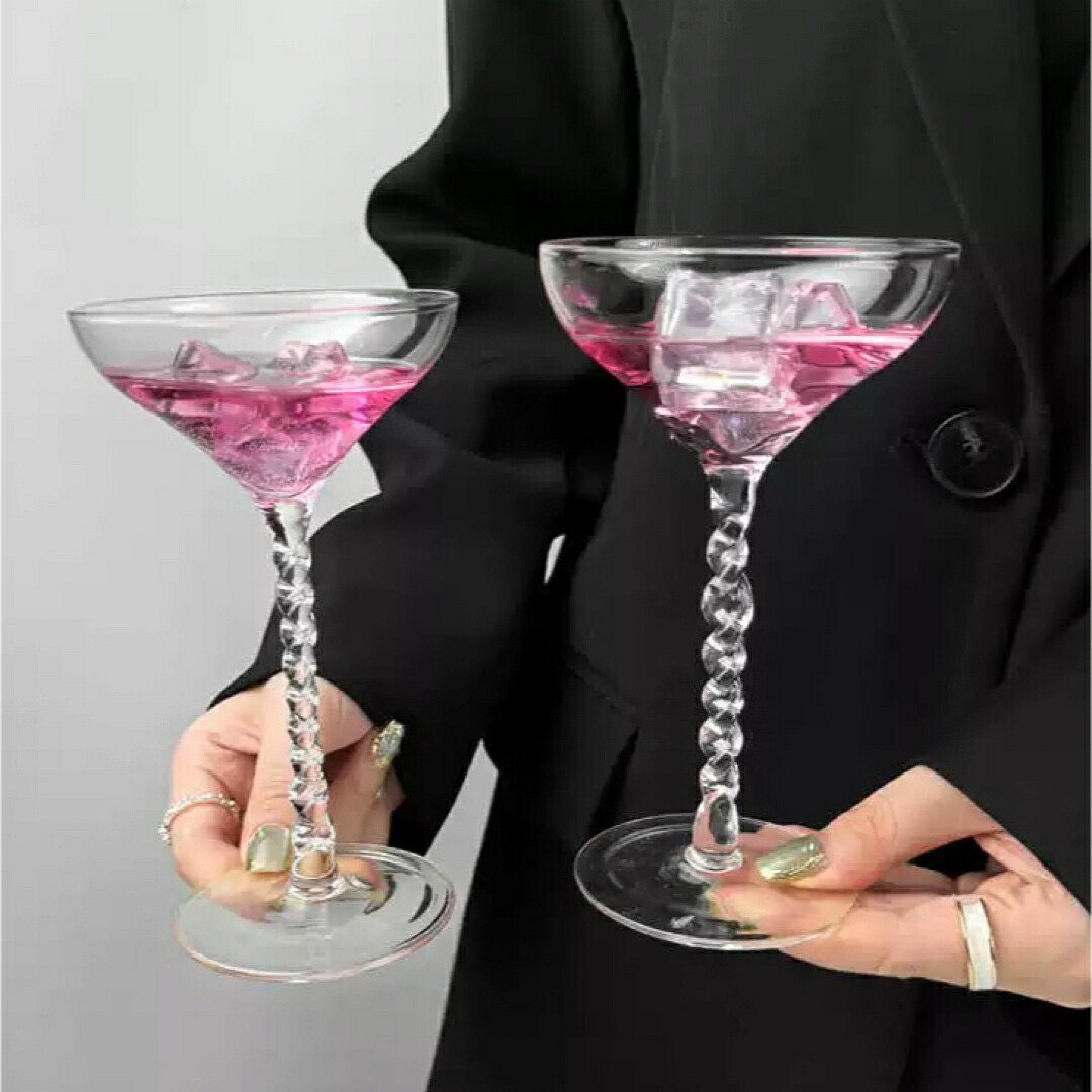硝子 カクテル水呑み ツイストステムクープグラス 乾荒原三鞭酒酒器 高脚