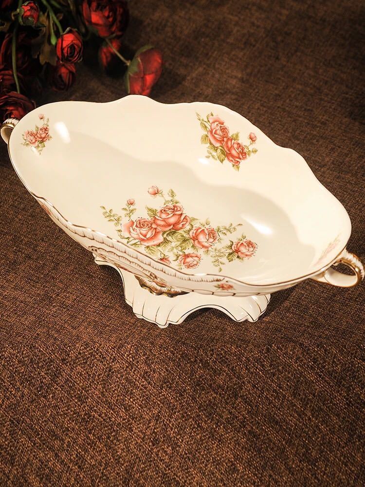 A025269御前上等果物皿 真っ盛り皿 御菓子皿 フルーツ一皿、花柄晴れ晴れしい～果物カゴ 御菓子鉢
