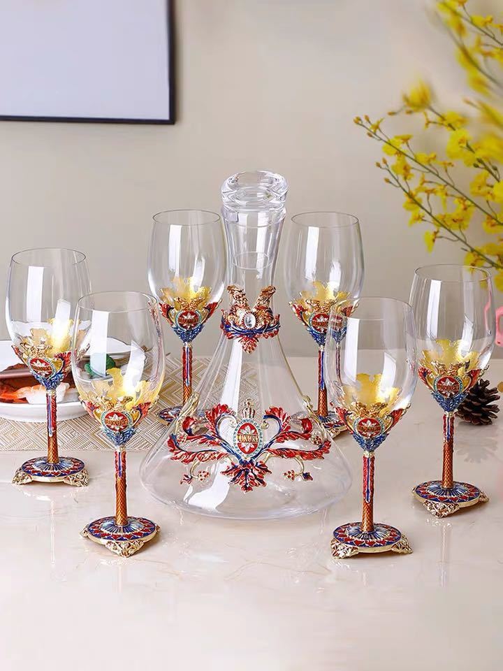 3点セット！【ベネチアングラス】豪華 ワイングラスと花瓶のセット