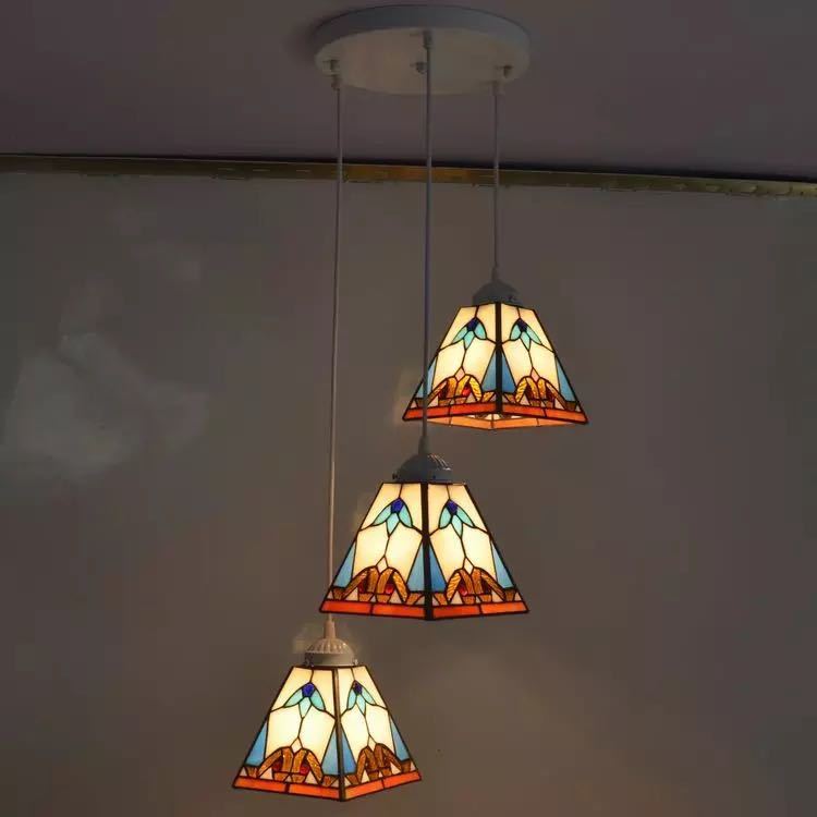 A028133ステンドグラス.ペンダントライト豪華天井照明ステンドグラスランプ ガラス工芸品． 電源直結タイプ｜リタハウス　店