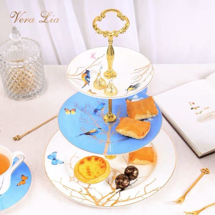 A013662ケーキ スタンド プレート 3段セット アフタヌーンティー フルーツ トレー 皿｜リタハウス　店