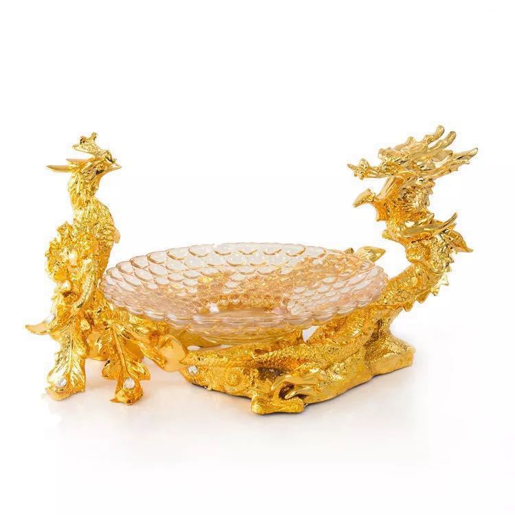 A056931高級果物皿　盛り皿 お菓子皿、フルーツプレート 豪華 果物カゴ お菓子鉢 竜 鳳凰｜リタハウス　店
