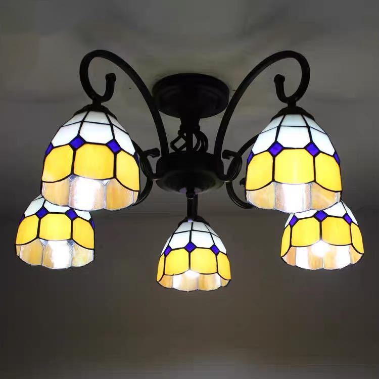 A047684豪華天井照明ステンドグラスランプ ペンダントライト ガラス工芸品 ．ステンドグラス 電源直結タイプ｜リタハウス　店