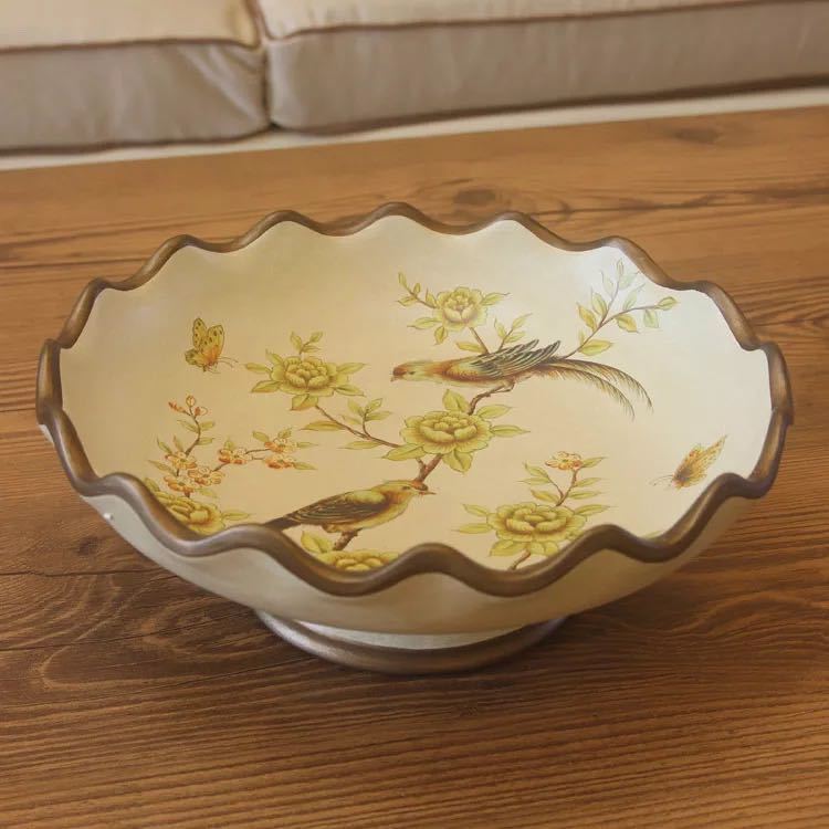 A026901高級果物皿 盛り皿 お菓子皿 フルーツプレート、花柄豪華～果物カゴ お菓子鉢