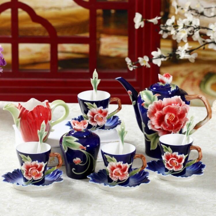 陶器ティーカップ＆ソーサー 3客セット ティーセット　高級 花柄 楽天市場】A029582上品ティーカップ＆ソーサー 6客セット ．花柄