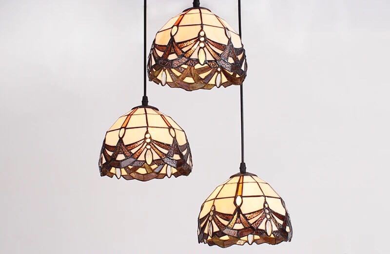 A015632ステンドグラス ペンダントライト 豪華天井照明ステンドグラスランプ ガラス工芸品 電源直結タイプ