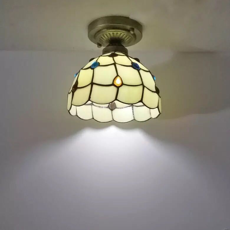 A046474ステンドグラス．ペンダントライト豪華天井照明ステンドグラスランプ ガラス工芸品 電源直結タイプ