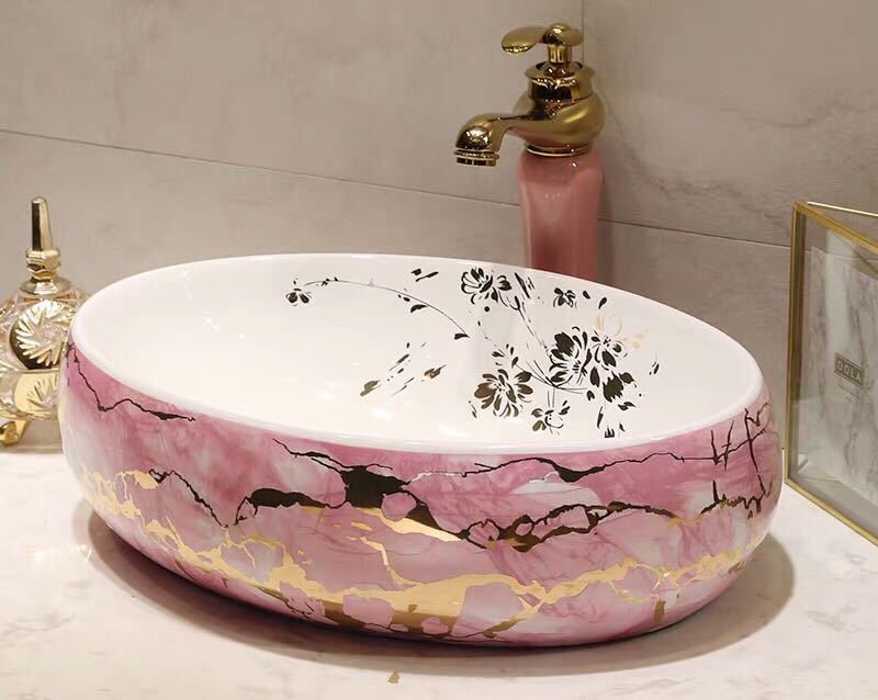 A046614高級洗面台 ．洗面ボウルセット 洗面ボール 陶器 手水鉢 ．手洗器 手洗い鉢 洗面器 蛇口 排水金具付き｜リタハウス　店