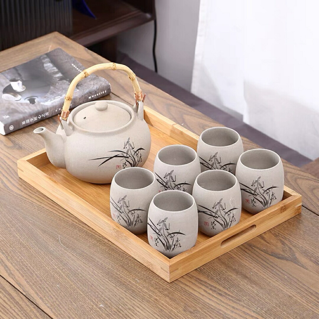 A0325736客茶器揃 湯呑 急須ポット .茶器セット ティーセット トレー付き|リタハウス 店