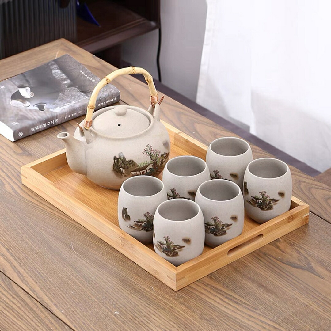 A0325756客茶器揃 湯呑 急須ポット .茶器セット ティーセット トレー付き|リタハウス 店