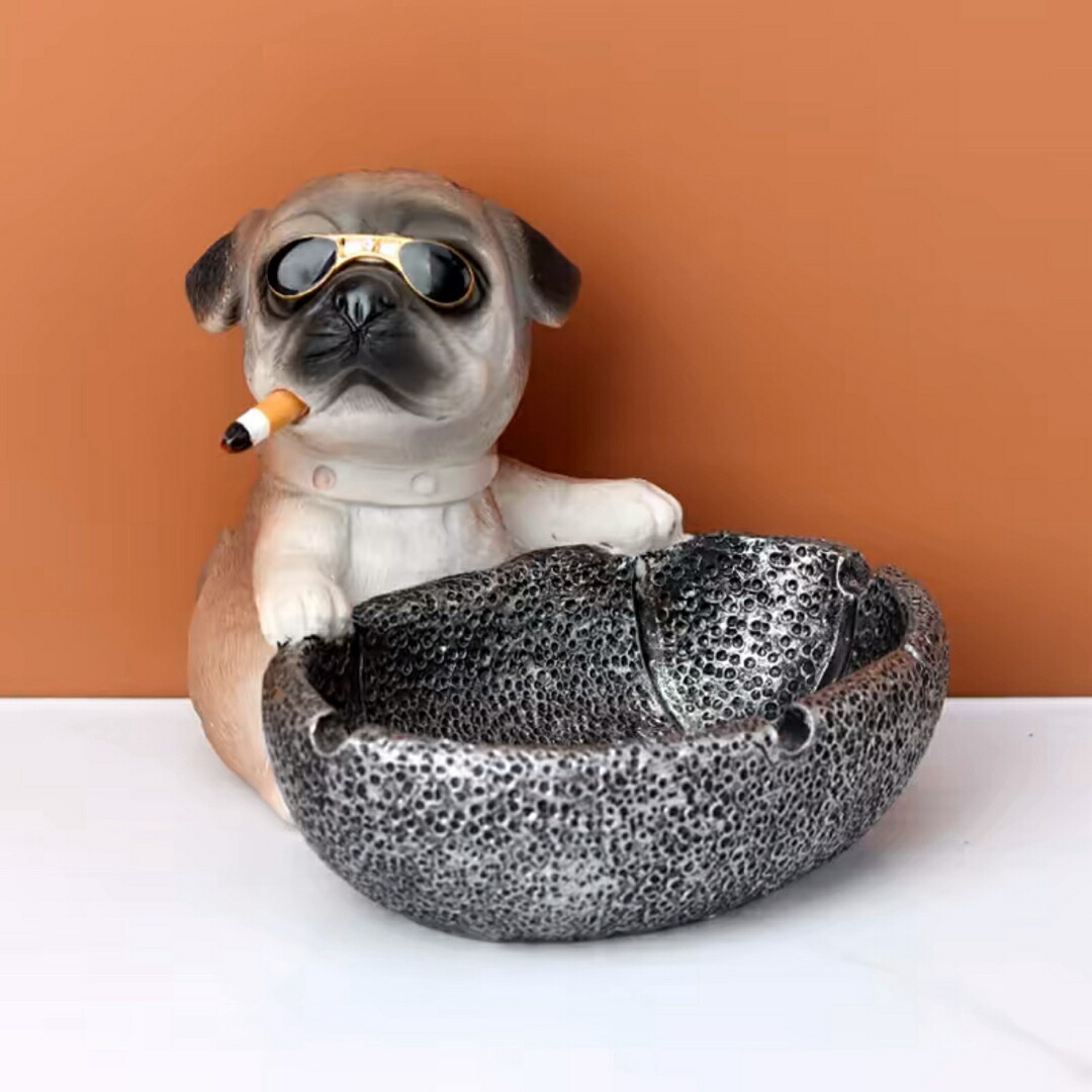 A032684犬型 灰皿 飼い犬 卓上納める 小入れもの パグ雑貨 足懸かり入れもの 飾りつけ PUG