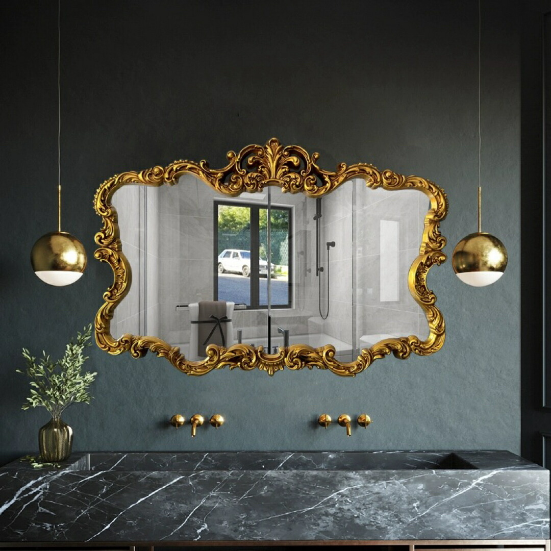 楽天市場】A038906高級感 豪華鏡 アンティーク調 壁掛け鏡 壁掛け