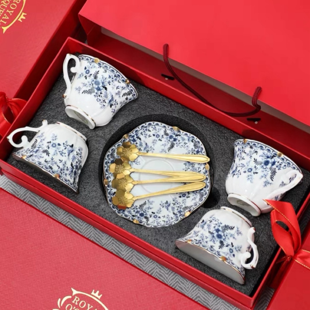 A033266花柄ティー・コーヒーカップセット カップ&ソーサー4客セット 陶磁器ティーセット|リタハウス 店