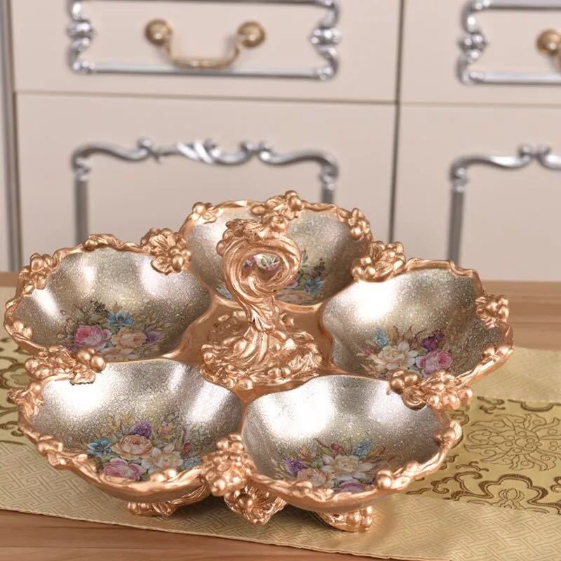 A054311高級果物皿 盛り皿 お菓子皿 フルーツプレート、花柄豪華～果物カゴ お菓子鉢