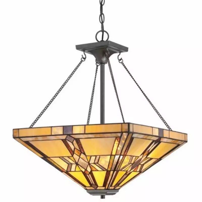 A015663ステンドグラス　ペンダントライト豪華天井照明ステンドグラスランプ ガラス工芸品． 電源直結タイプ｜リタハウス　店