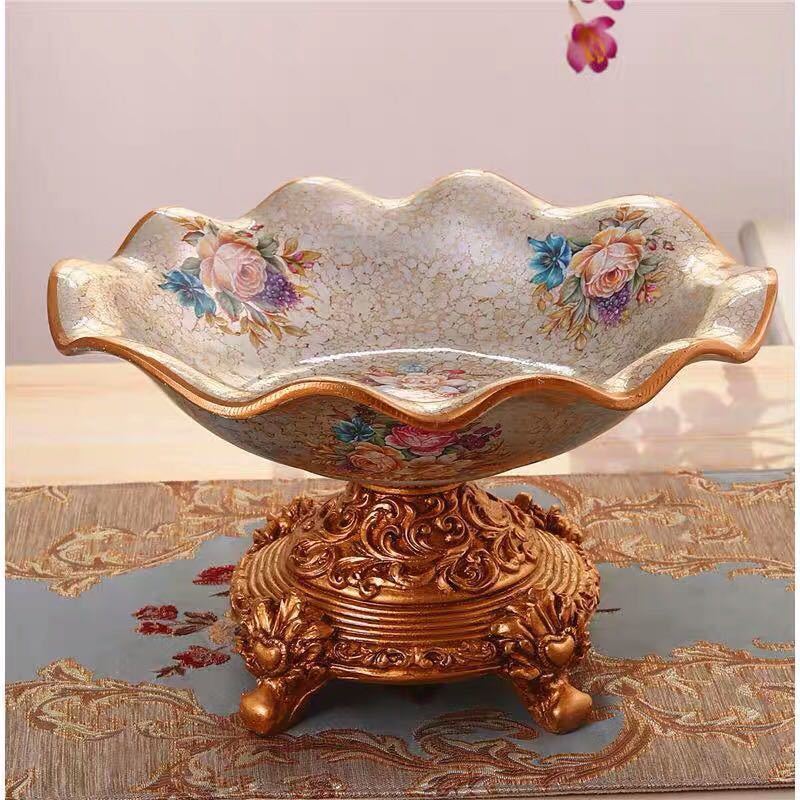 A057195高級果物皿 盛り皿 お菓子皿、フルーツプレート、花柄豪華～果物カゴ お菓子鉢