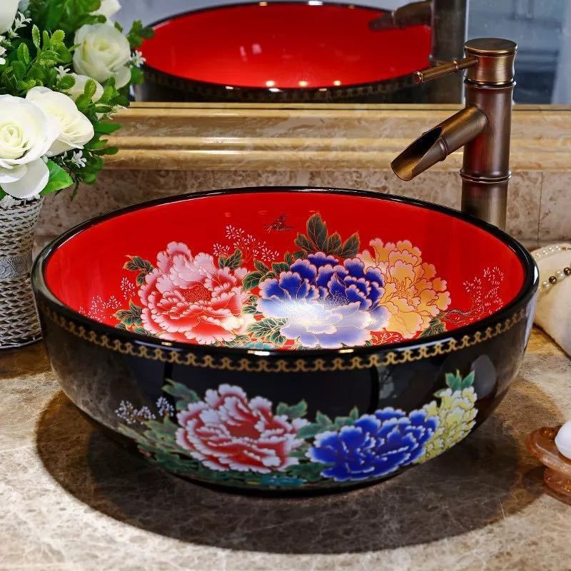 楽天市場】A014295洗面ボウルセット 洗面ボール 陶器手水鉢 手洗器