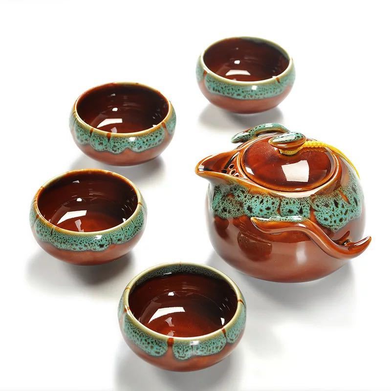 A0255404客茶器揃 湯呑 急須 ポット 茶器セット ティーセット トレー付き|リタハウス 店