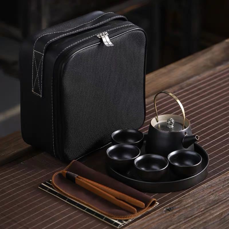 A11097 4客茶器揃 湯呑 急須 ポット ．茶器セット ティーセット : 急須 湯呑みセット トラベル用茶器セット 4人用 超